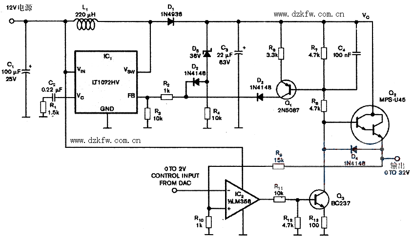 lt1072,可调电源电路图