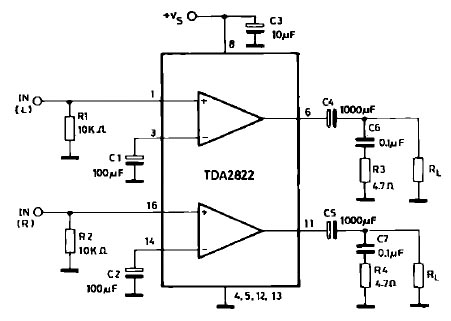 tda2822功放,d2822功放电路图 tda2822中文资料,用tda2822制作的立体声迷你小功放
