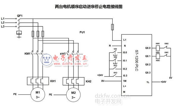 两台电机顺序启动逆序停止电路接线图