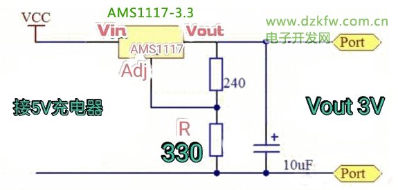 稳压IC构成的1.5V和3V稳压电路