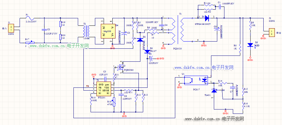24V2A开关电源原理图