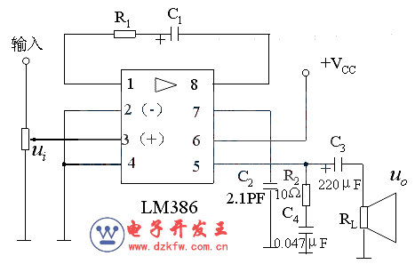 LM386外部接线图，LM386音频电路图