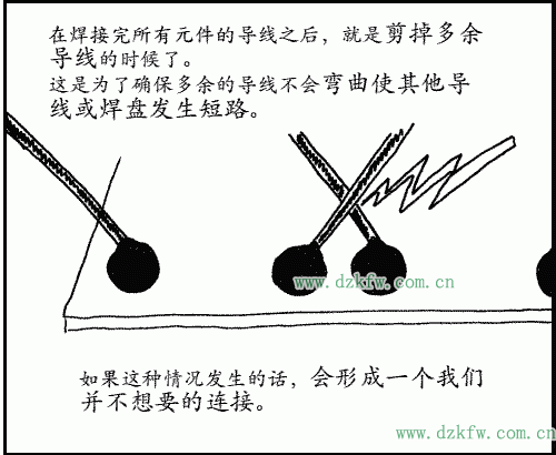 在焊接完所有元件的导线之后就是剪掉多余导线的时候了