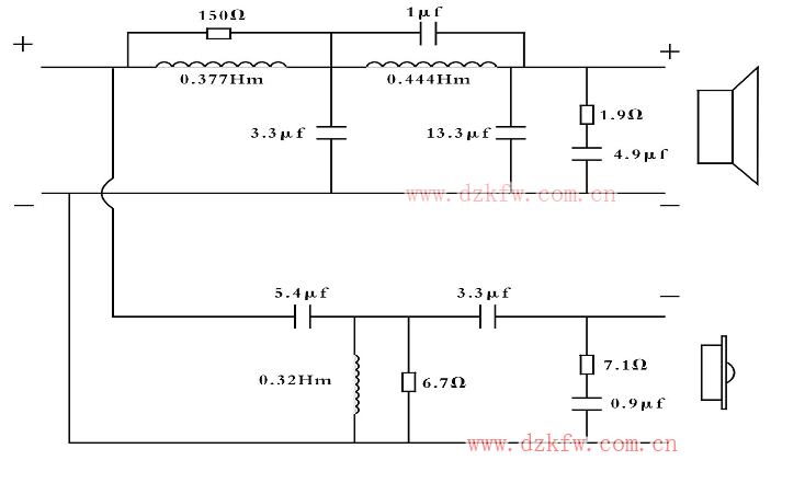 音箱分频器音响二分频器电路图(六款模拟